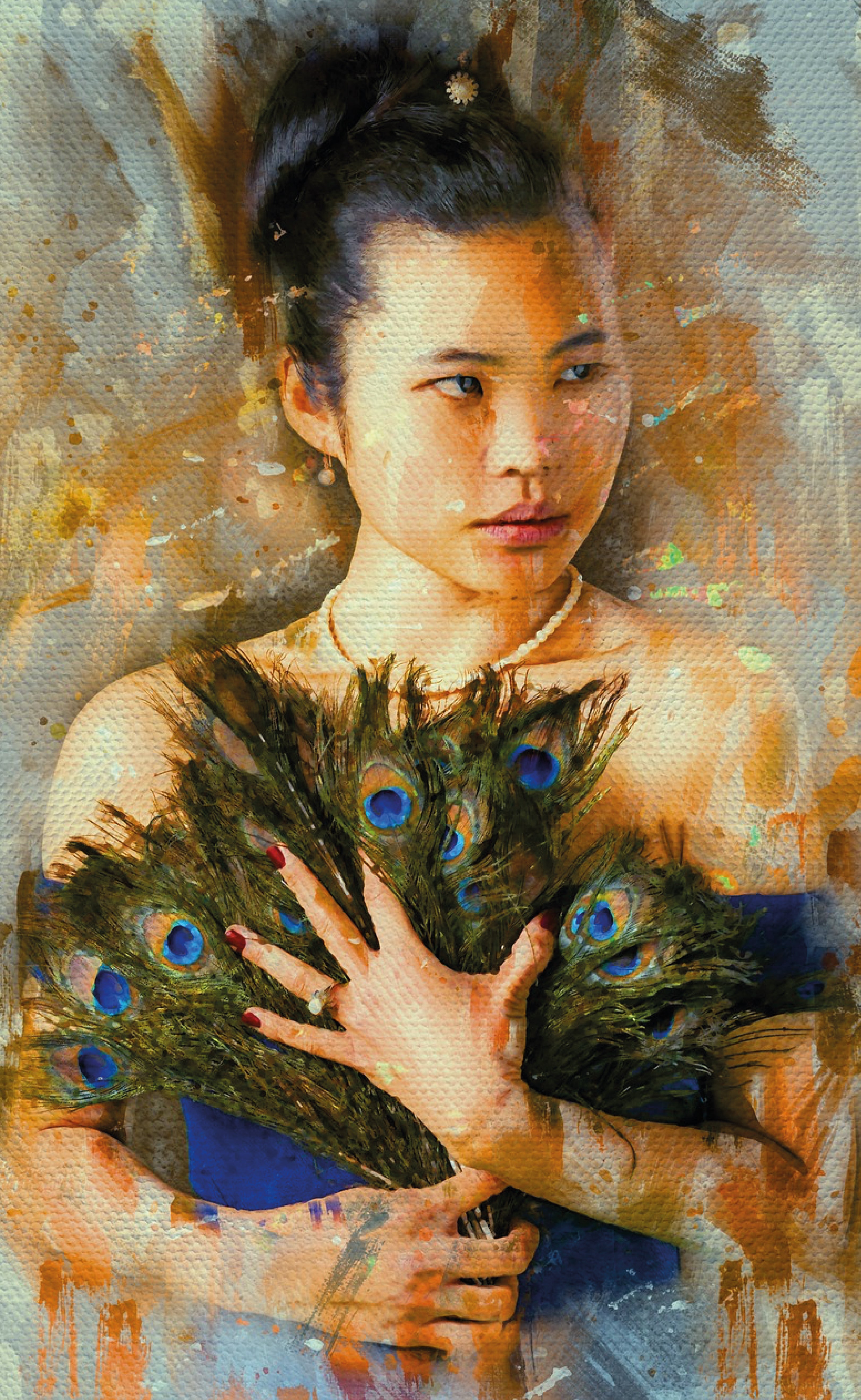 ASIAN WOMAN WITH FEATHERS